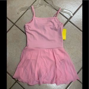 Childs M thru XL Pink Bow Back Camisole Leotard Dance Dress w/attached skirt NWT